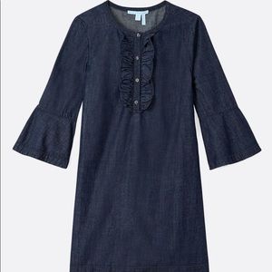 Draper James dark chambray ruffle front dress size 8